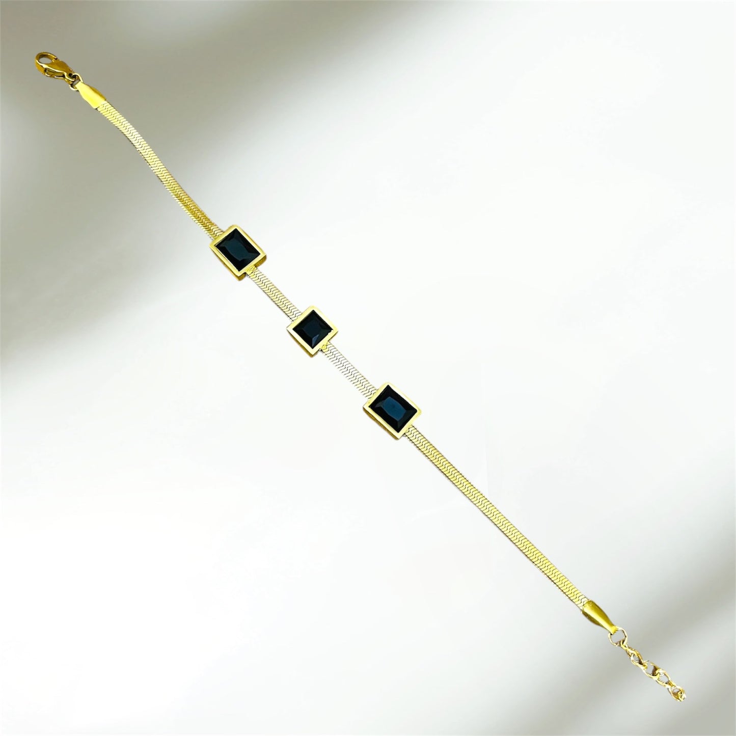 Tri square Black -18K Gold Plated.
