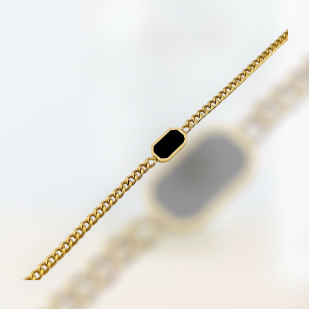 Black Chunky Bracelet-18K Gold Plated.