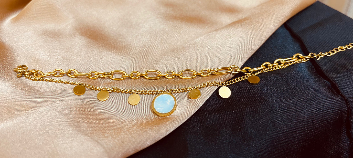 Double Layer Bracelet-18K Gold Plated .