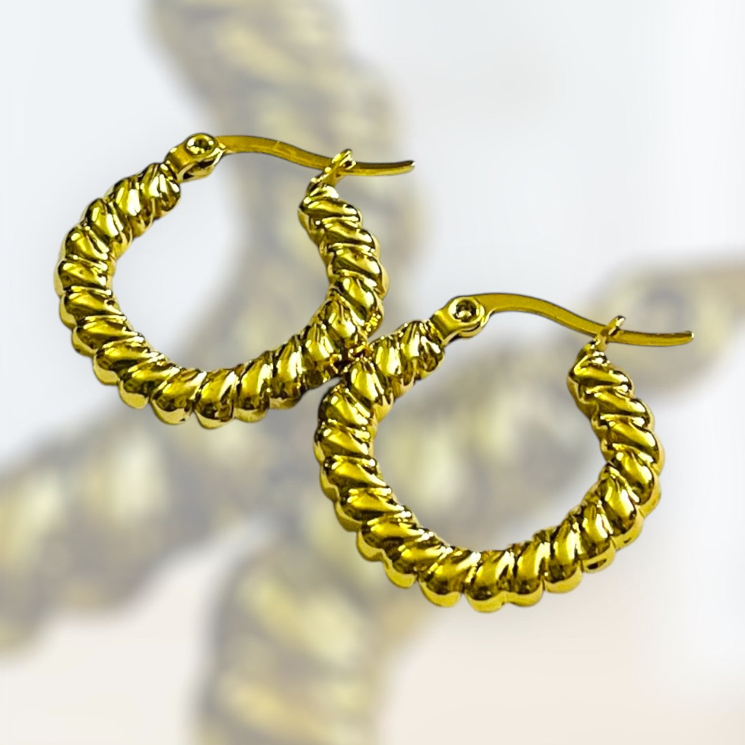 Crossiant Hoops-18K Gold Plated