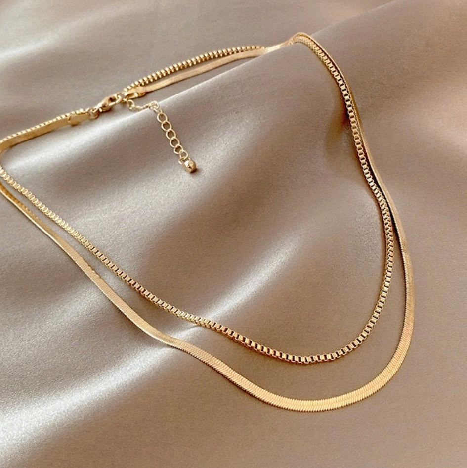 Double Layer Chain-18K Gold Plated.