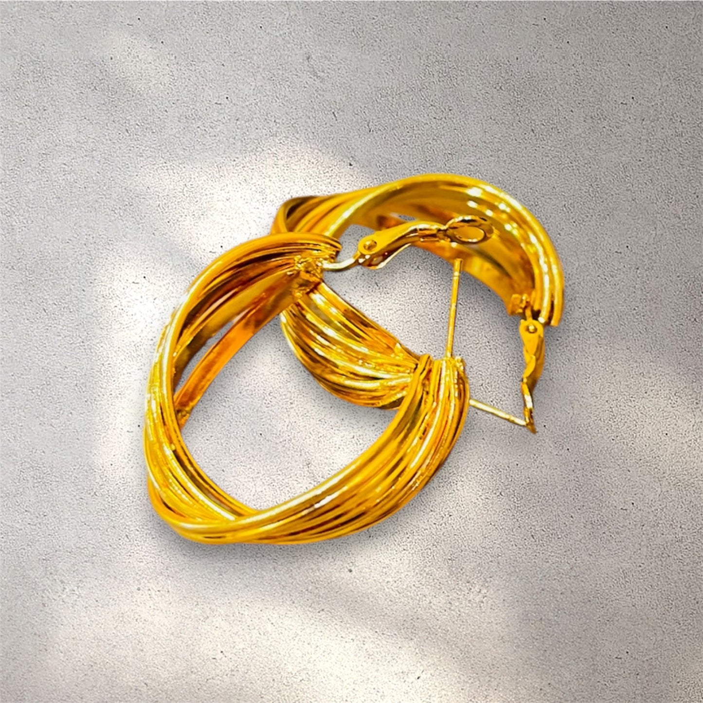 Fancy Twist Hoop Gold Earrings