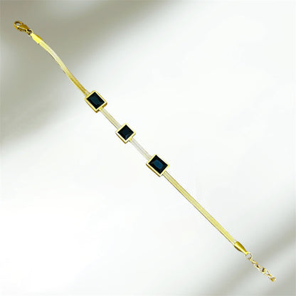 Tri square Black -18K Gold Plated.