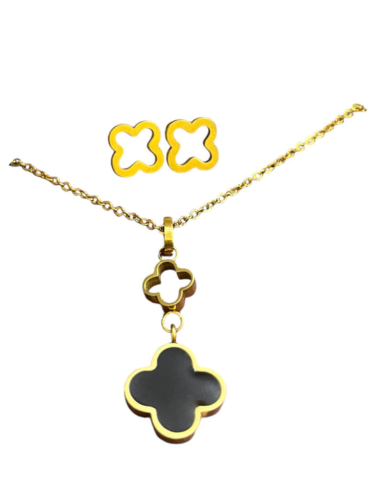 Floral Pendant Set-18K Gold Plated