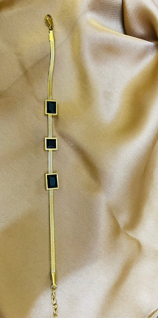 Tri square Black -18K Gold Plated.