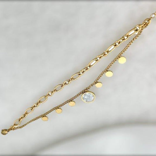 Double Layer Bracelet-18K Gold Plated .